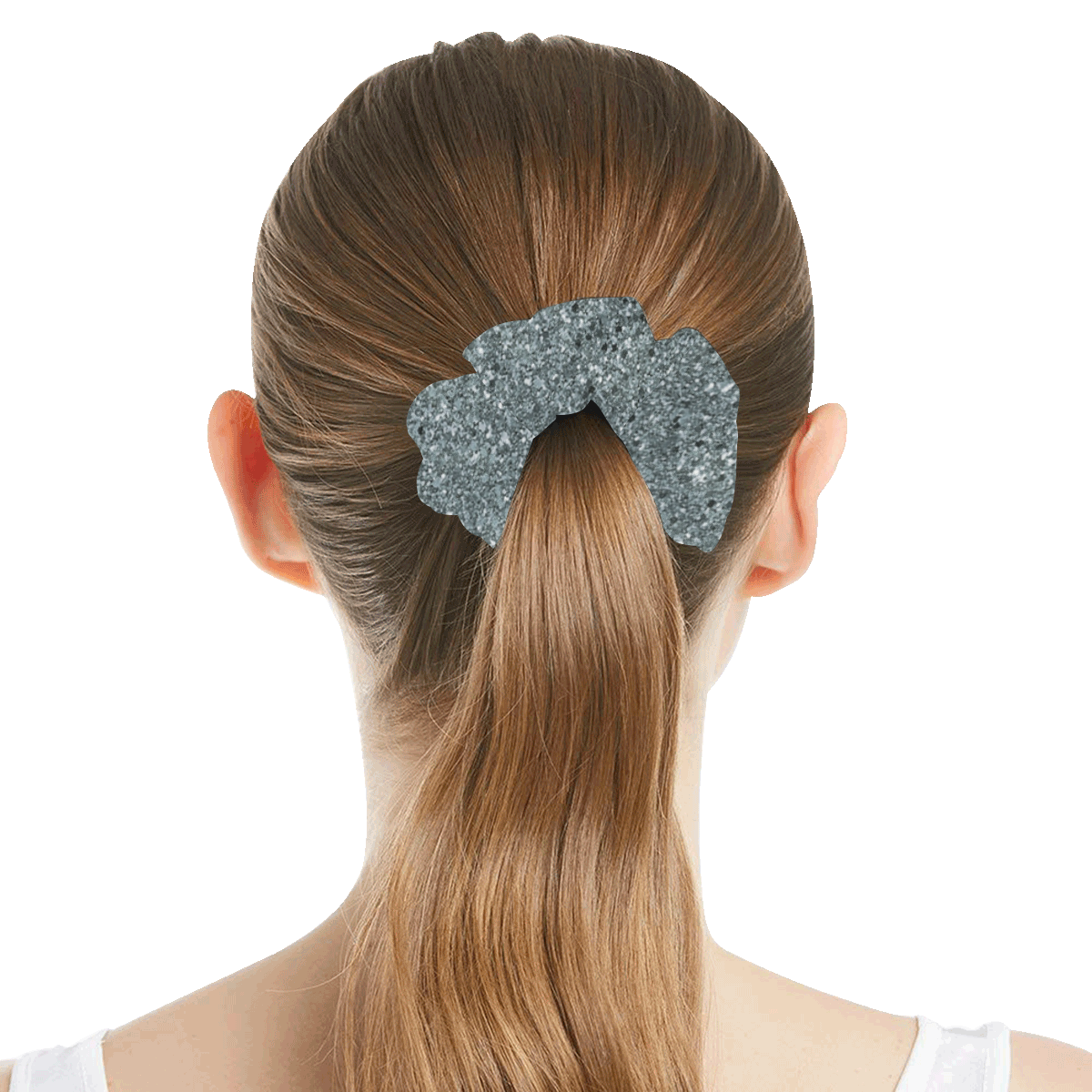 Silver Glitter All Over Print Hair Scrunchie