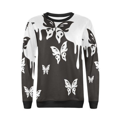 Animals Nature - Splashes Tattoos with Butterflies All Over Print Crewneck Sweatshirt for Women (Model H18)