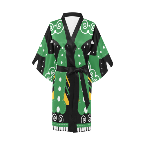 Green Ritual Tribal Kimono Robe