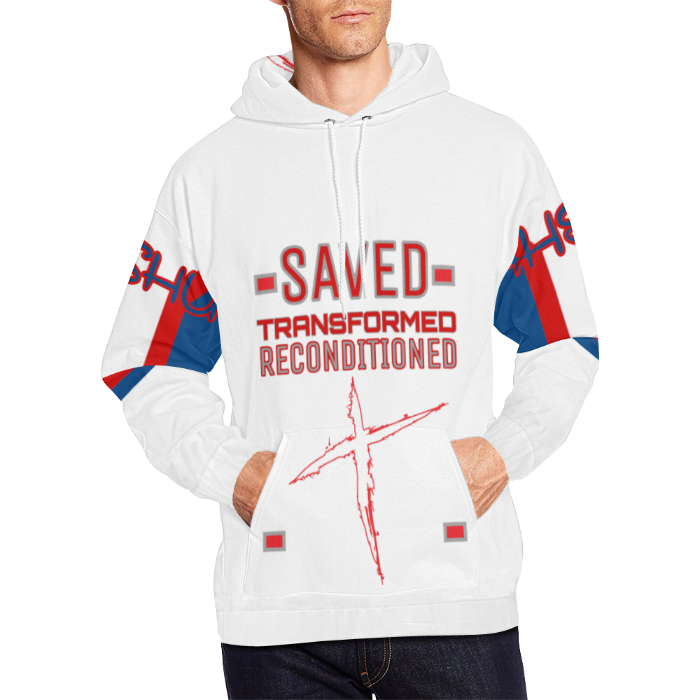 Saved Transformed Hoodie navy white All Over Print Hoodie for Men/Large Size (USA Size) (Model H13)