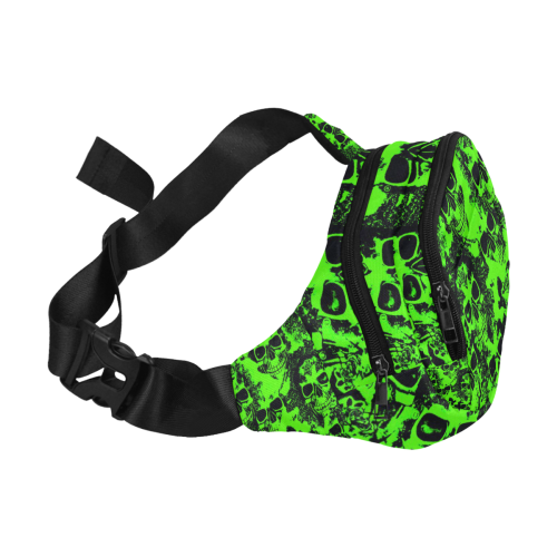 cloudy Skulls black green by JamColors Fanny Pack/Small (Model 1677)