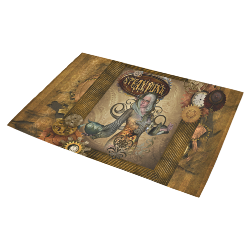 Steampunk lady with owl Azalea Doormat 30" x 18" (Sponge Material)
