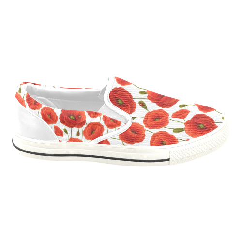 Poppy Pattern Women's Unusual Slip-on Canvas Shoes (Model 019)