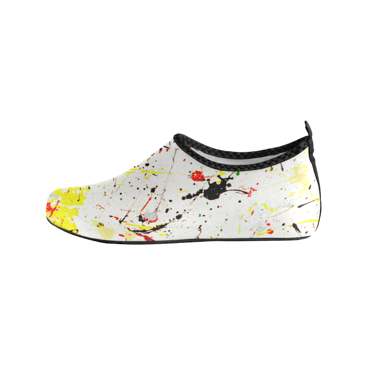 Yellow & Black Paint Splatter Men's Slip-On Water Shoes (Model 056)