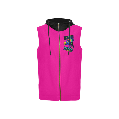 Break Dancing Colorful / Pink / Black All Over Print Sleeveless Zip Up Hoodie for Women (Model H16)