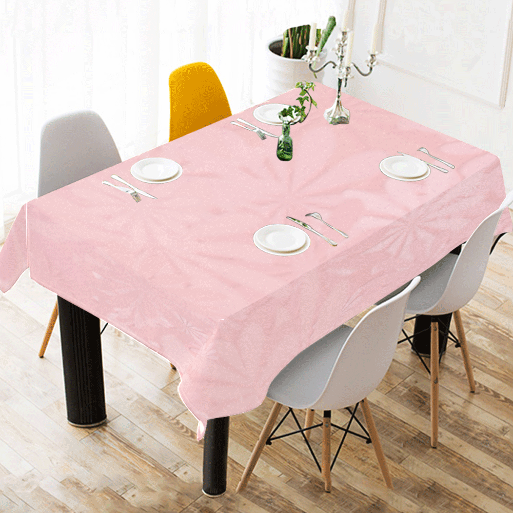 Mandys Pink Azaleas Cotton Linen Tablecloth 52"x 70"