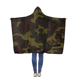 Camo Green Brown Flannel Hooded Blanket 40''x50''
