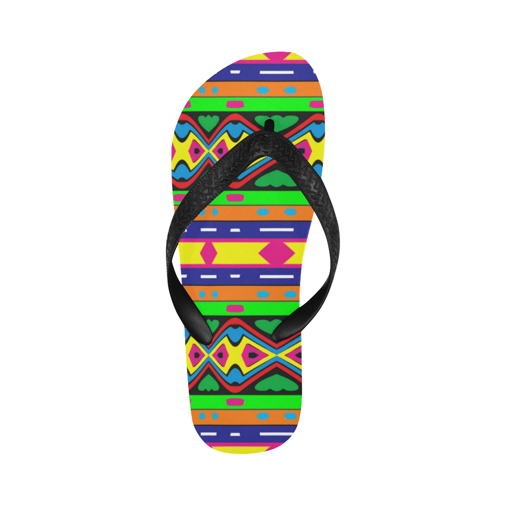Distorted colorful shapes and stripes Flip Flops for Men/Women (Model 040)