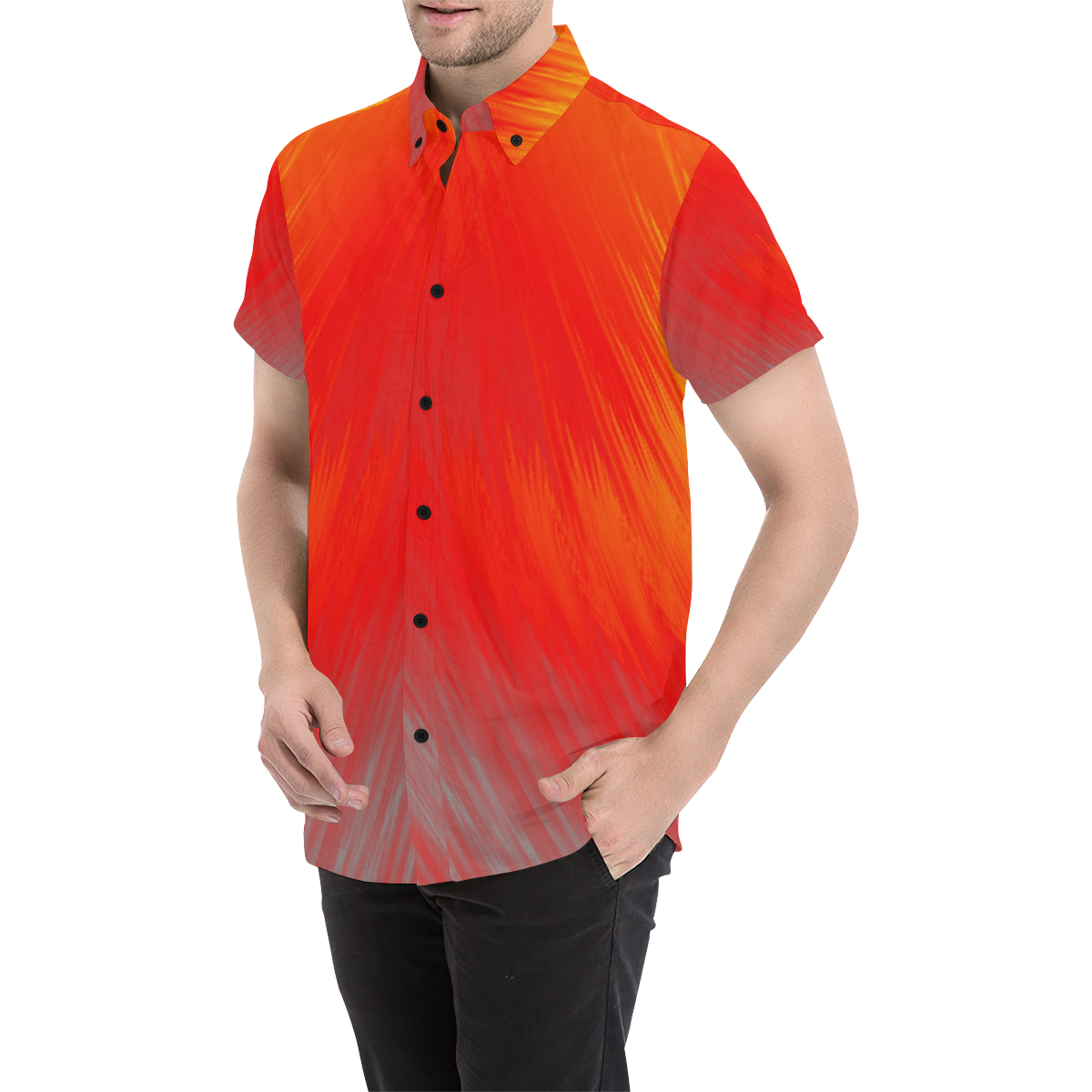 Hilbert Grid Fiery Men's All Over Print Short Sleeve Shirt (Model T53)