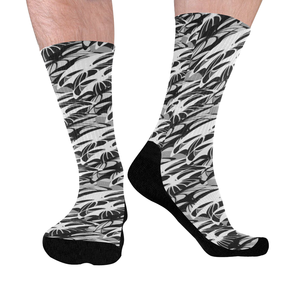 Alien Troops - Black & White Mid-Calf Socks (Black Sole)