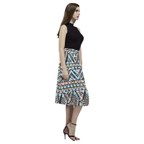 Grey and Blue2 Aoede Crepe Skirt (Model D16)