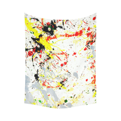Black, Red, Yellow Paint Splatter Cotton Linen Wall Tapestry 60"x 80"