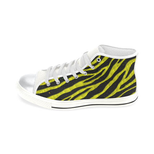 Ripped SpaceTime Stripes - Yellow High Top Canvas Women's Shoes/Large Size (Model 017)