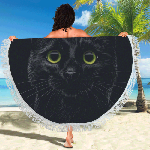 Black Cat Circular Beach Shawl 59"x 59"