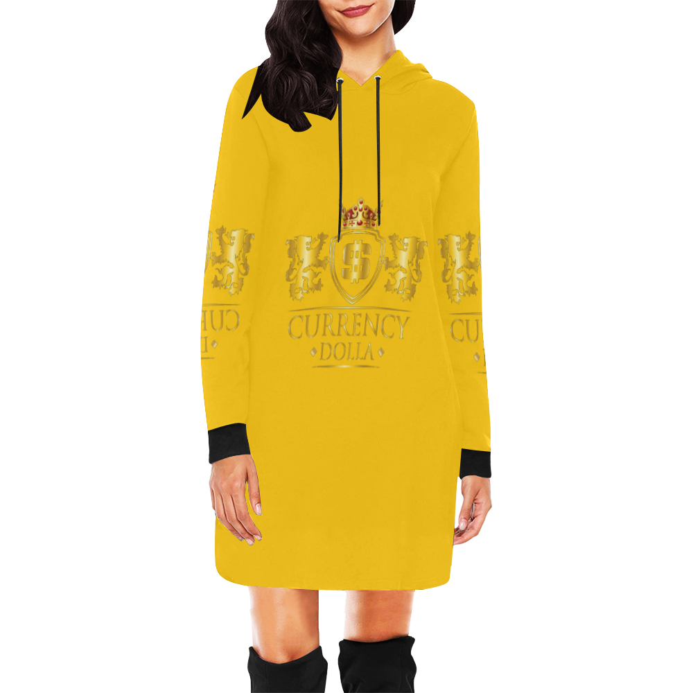 CURRENCY_DOLLA All Over Print Hoodie Mini Dress (Model H27)