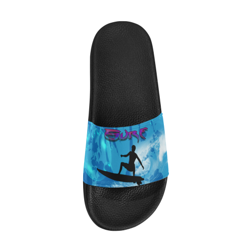 Surfboarder with water splash Men's Slide Sandals (Model 057)