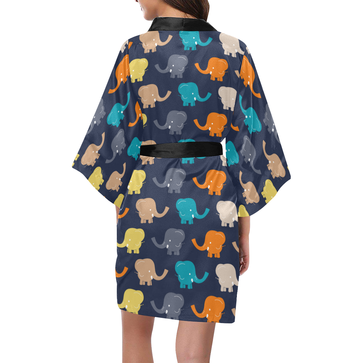 Doodle Elephants Kimono Robe