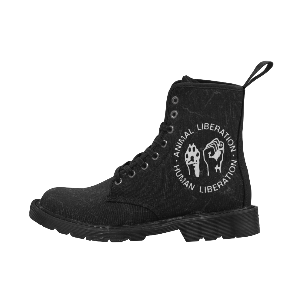 Animal Liberation, Human Liberation Martin Boots for Women (Black) (Model 1203H)