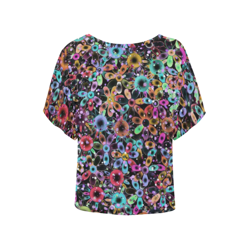 Vivid floral pattern 4181C by FeelGood Women's Batwing-Sleeved Blouse T shirt (Model T44)