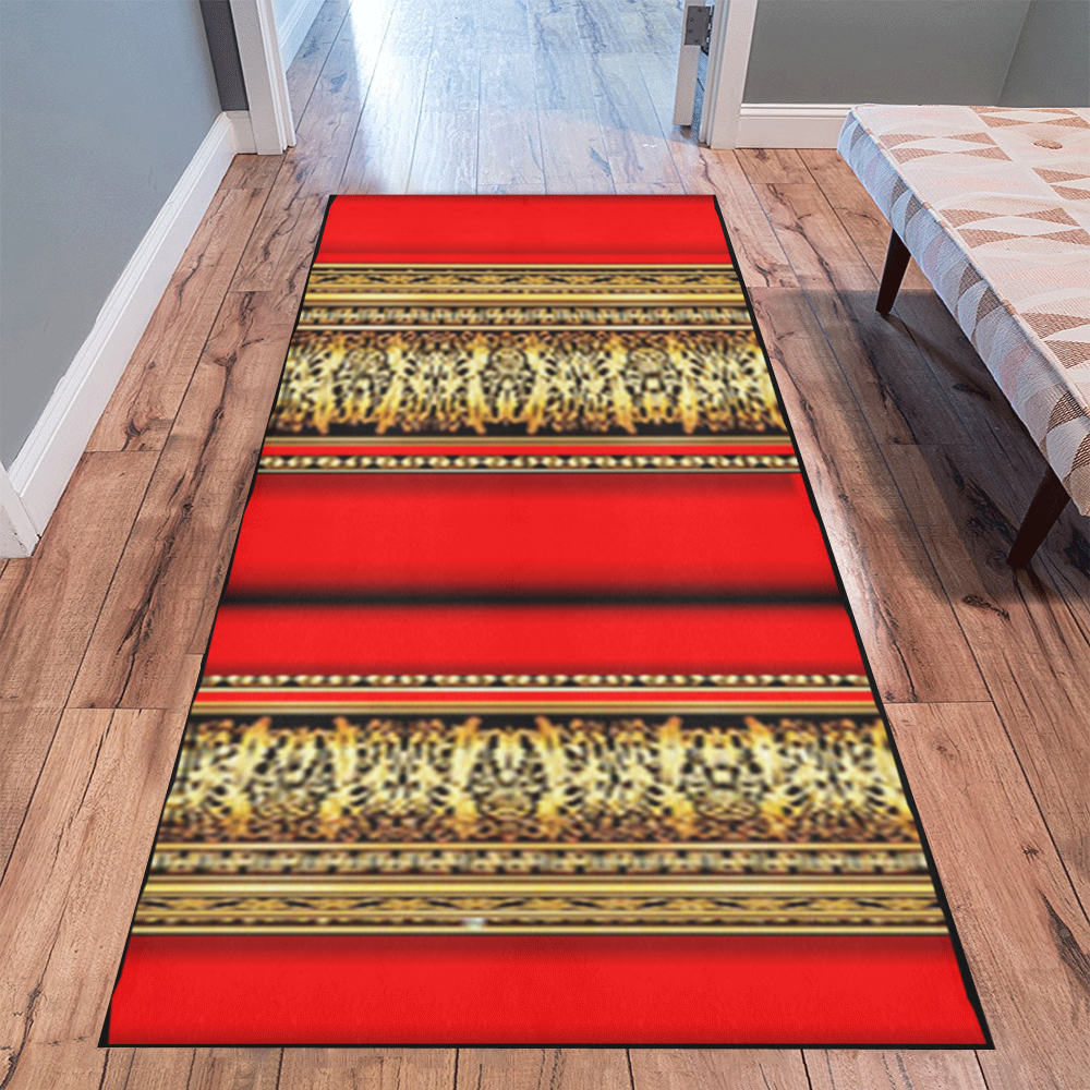 exotic Red and black design floor runner Area Rug 9'6''x3'3''