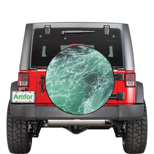 Green Ocean Wave. 34 Inch Spare Tire Cover