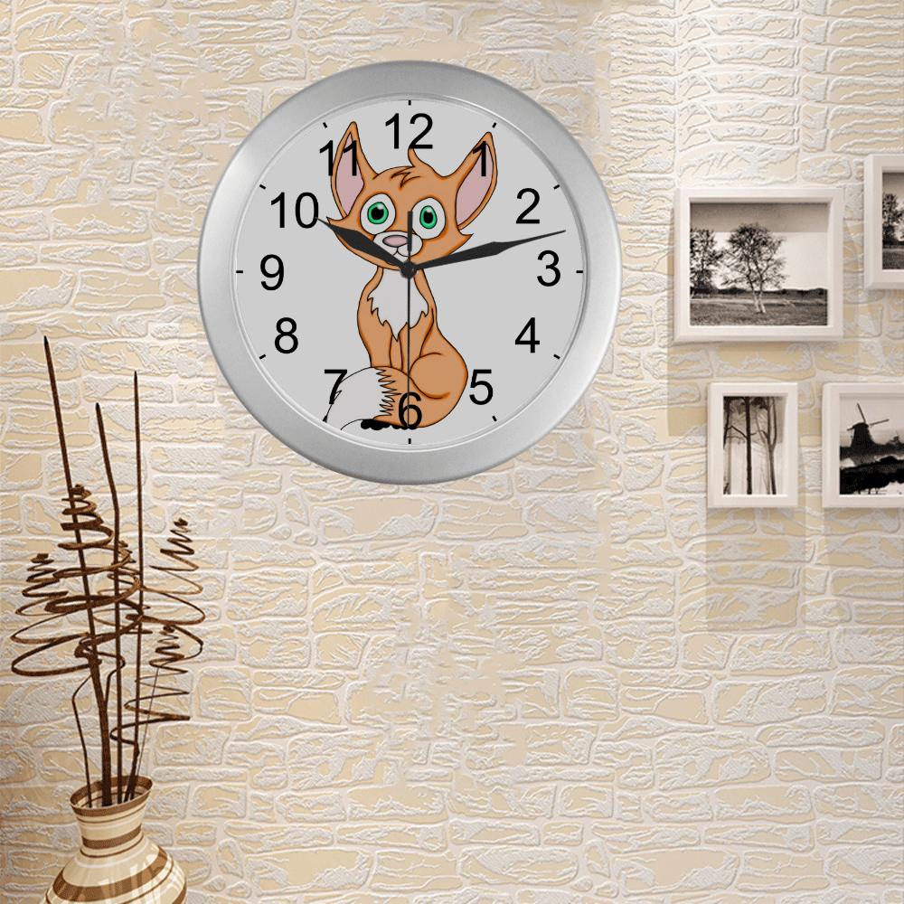 Foxy Roxy Silver Color Wall Clock
