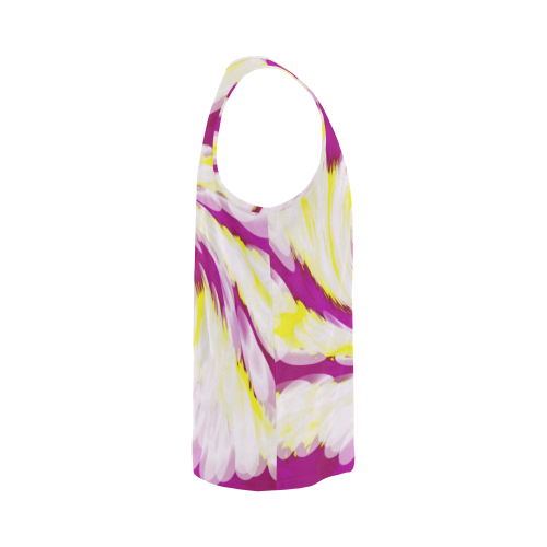 Pink Yellow Tie Dye Swirl Abstract All Over Print Tank Top for Men (Model T43)