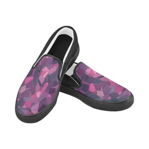 purple pink magenta mosaic #purple Men's Unusual Slip-on Canvas Shoes (Model 019)