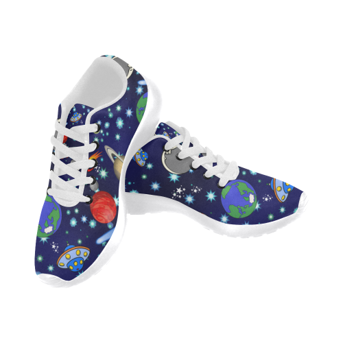 Galaxy Universe - Planets,Stars,Comets,Rockets (White Laces) Women's Running Shoes/Large Size (Model 020)