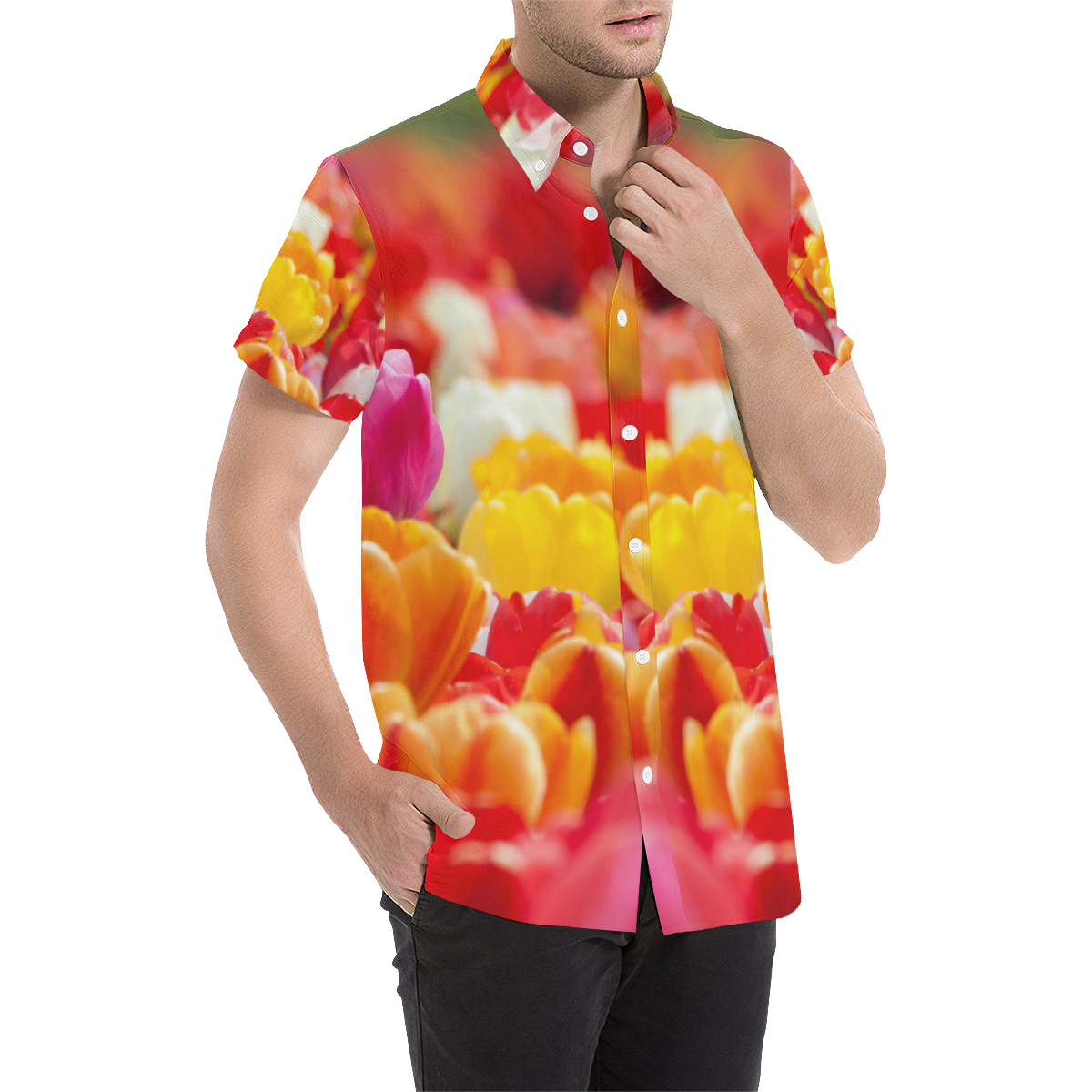 Tulip20170402_by_JAMColors Men's All Over Print Short Sleeve Shirt (Model T53)