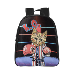 Knockout Boxing Cat Kids School Backpack (Model 1601)(Small)