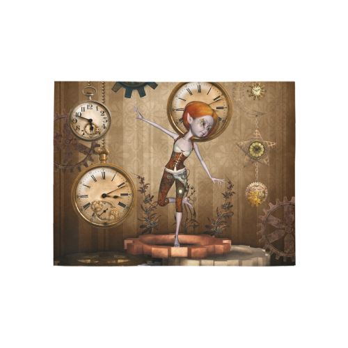 Steampunk girl, clocks and gears Area Rug 5'3''x4'