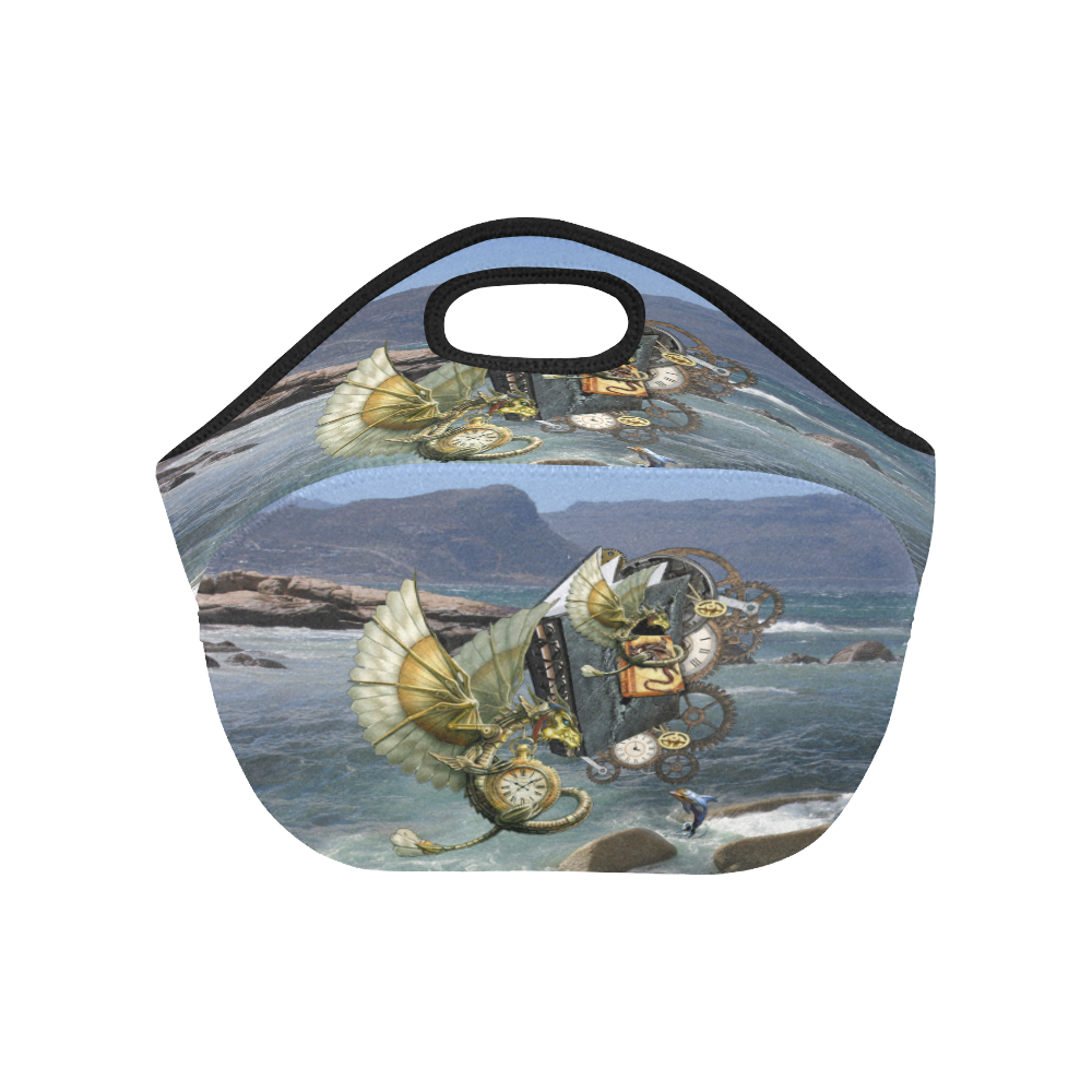 Steampunk dragons flying over Fish Hoek beach Neoprene Lunch Bag/Small (Model 1669)