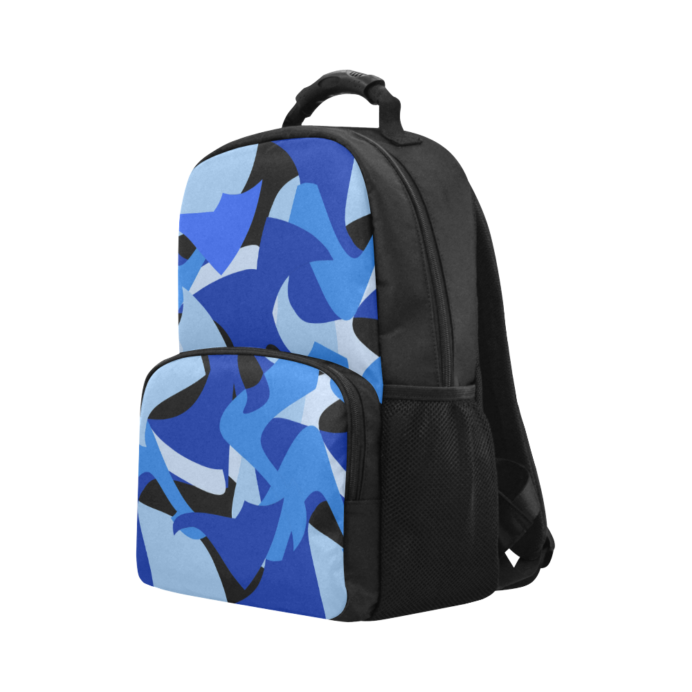 Camouflage Abstract Blue and Black Unisex Laptop Backpack (Model 1663)