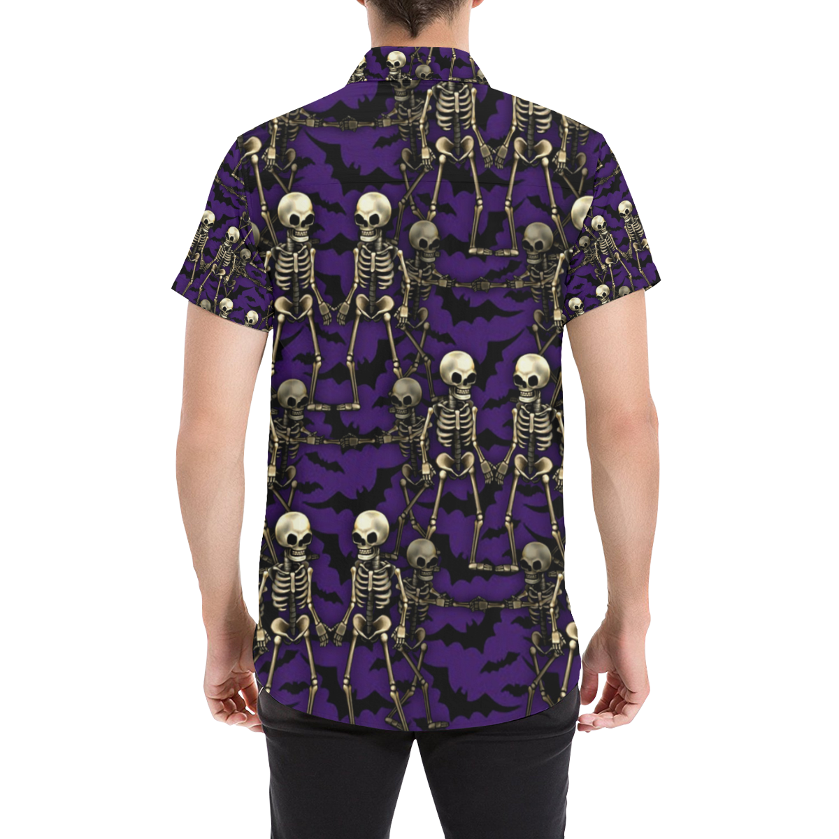 halloween skeletons Men's All Over Print Short Sleeve Shirt (Model T53)