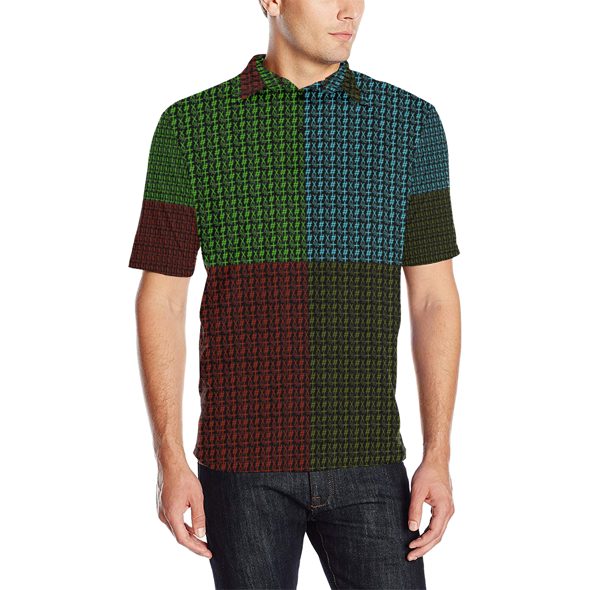 NUMBERS Collection Symbols 4 way Men's All Over Print Polo Shirt (Model T55)