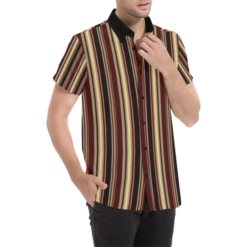Dark textured stripes Men's All Over Print Short Sleeve Shirt/Large Size (Model T53)