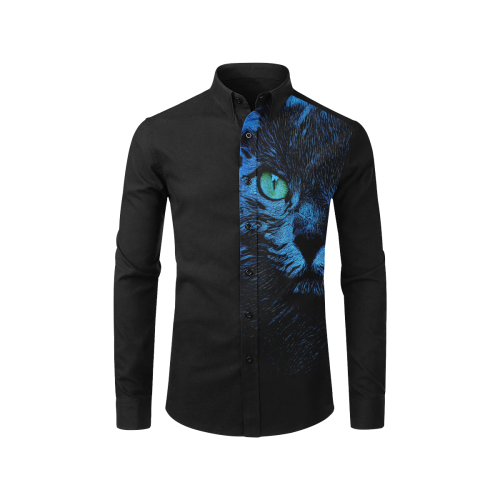 BLUE KORAT CAT GRACE Men's All Over Print Casual Dress Shirt (Model T61)