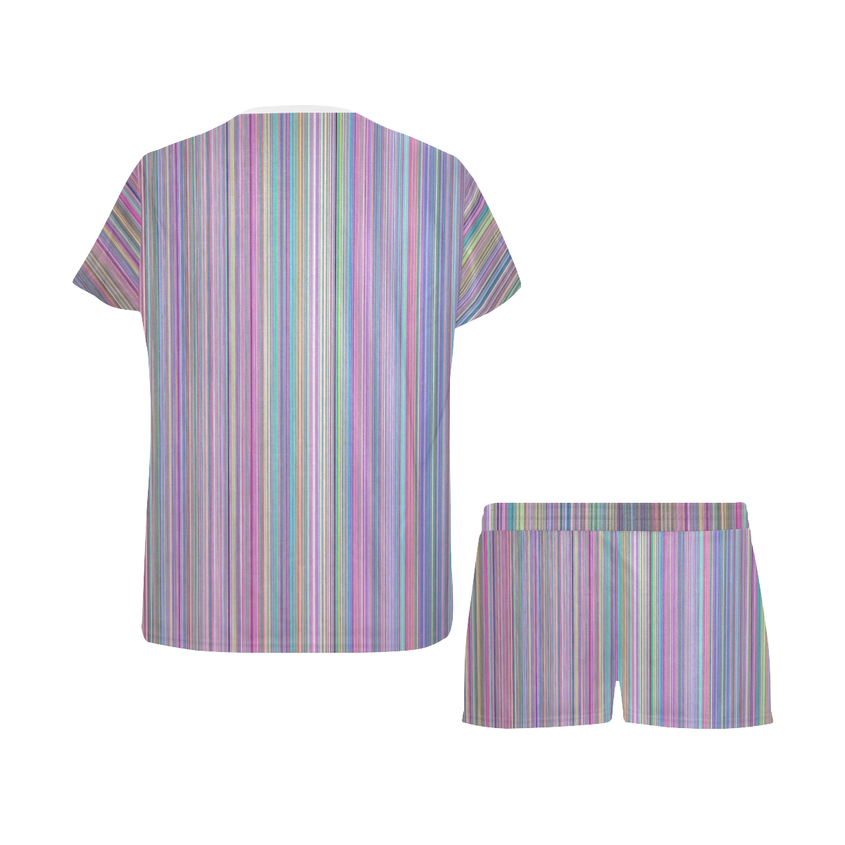 Broken TV screen rainbow stripe Women's Short Pajama Set