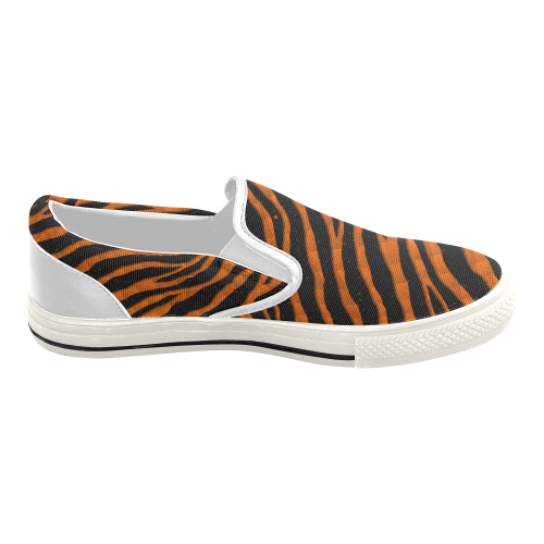 Ripped SpaceTime Stripes - Orange Women's Slip-on Canvas Shoes (Model 019)