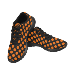 Orange Polka Dots on Black Women’s Running Shoes (Model 020)