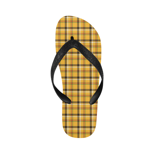 Yellow Tartan (Plaid) Flip Flops for Men/Women (Model 040)