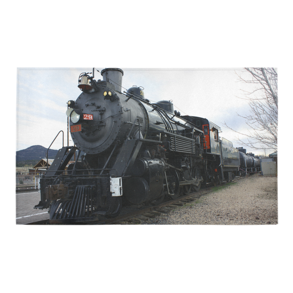 Railroad Vintage Steam Engine on Train Tracks Azalea Doormat 30" x 18" (Sponge Material)