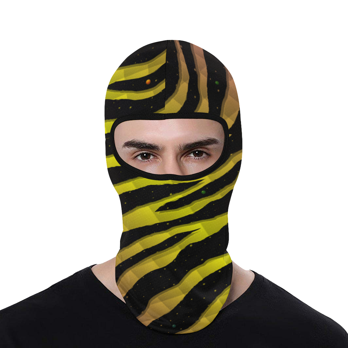 Ripped SpaceTime Stripes - Purple/Yellow All Over Print Balaclava