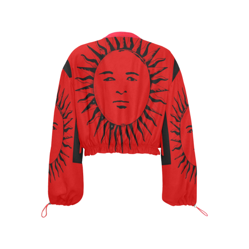 GOD Big Face CFJ Red Cropped Chiffon Jacket for Women (Model H30)