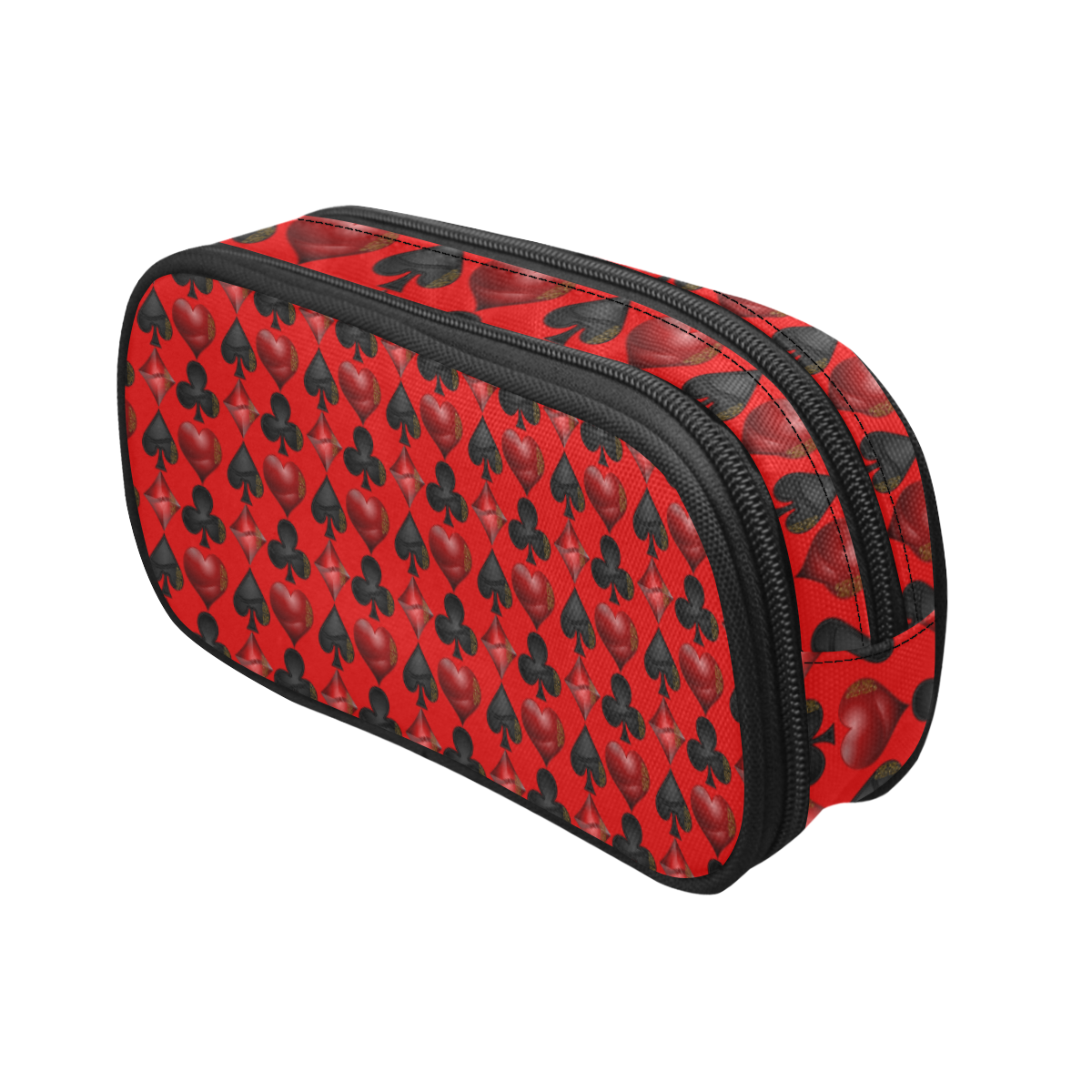 Black and Red Casino Poker Card Shapes on Red Pencil Pouch/Large (Model 1680)