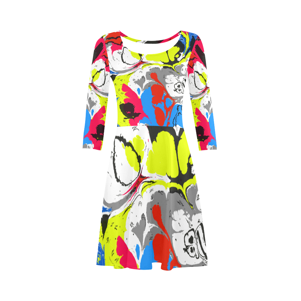 Colorful distorted shapes2 3/4 Sleeve Sundress (D23)