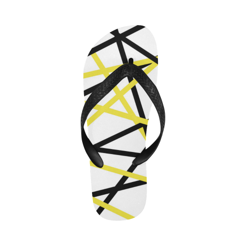Black and yellow stripes Flip Flops for Men/Women (Model 040)