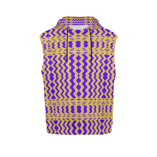 Purple Yellow Modern  Waves Lines All Over Print Sleeveless Hoodie for Women (Model H15)