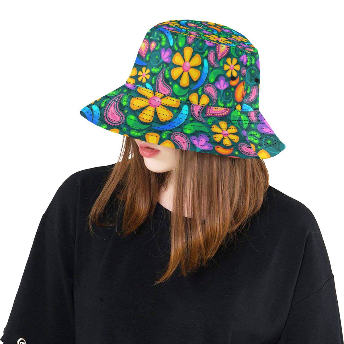 Retro Flowers All Over Print Bucket Hat